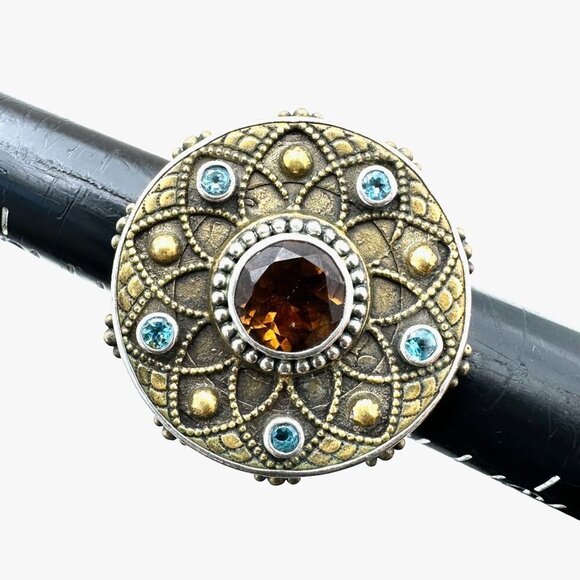 Echo of the Dreamer Womans Ring Blue Topaz Sterling Silver Size 7 Mars Valentine - Picture 12 of 12